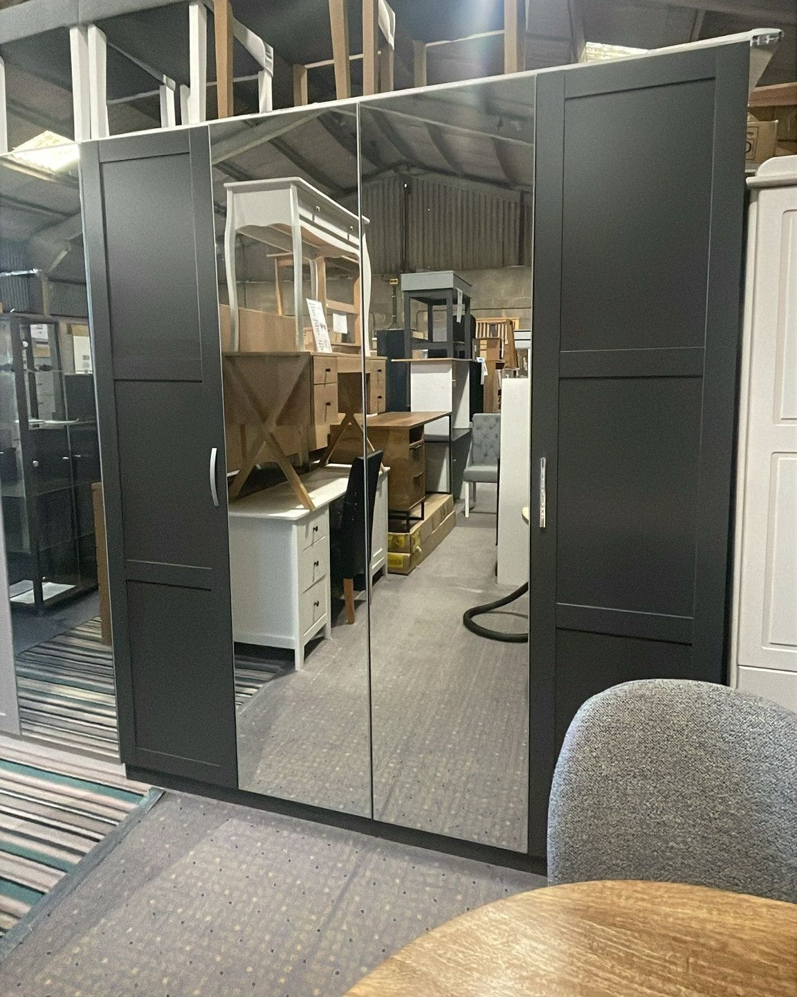 Assembled Habitat Munich Panelled 4 Door Wardrobe - Anthracite